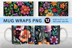 Flowers Embroidery Mug Wrap Sublimation Designs Product Image 1