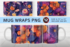Vibrant Pressed Flowers mug wrap sublimation Designs Product Image 1
