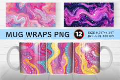 Psychedelic Dreamy Pink Glitter Mug Wrap Sublimation Designs Product Image 1