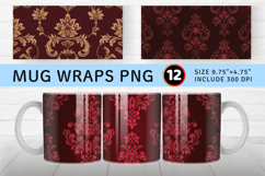 Victorian Maroon Elegance Mug Wrap Sublimation Designs Product Image 1