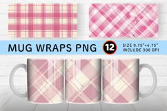 Pink Plaid Mug Wrap Sublimation Designs Product Image 1