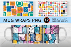 Doodle Polka Dots Rectangles Mug Wrap Sublimation Designs Product Image 1