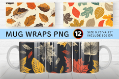 Retro Fall Leaves Mug Wrap Sublimation Designs Product Image 1