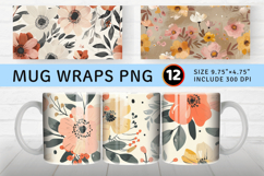 Natural Chic Flowers Mug Wrap Sublimation Designs Product Image 1