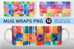 Watercolor Colorful Checkered Mug Wrap Sublimation Designs Product Image 1