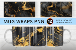 Black &amp; Gold Alcohol Ink Mug Wrap Sublimation Designs Product Image 1