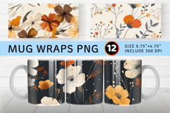 Minimal Boho Flowers Mug Wrap Sublimation Designs Product Image 1