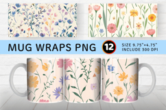 Pastel Wildflower Mug Wrap Sublimation Designs Product Image 1