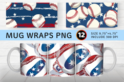 Baseball 4th of July Mug Wrap Sublimation Designs Product Image 1