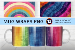 Rainbow Denim Fabric Printable Mug Wrap Sublimation Designs Product Image 1