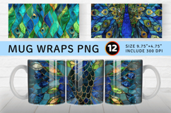 Peacock Stained Glass Mug Wrap Sublimation Designs Product Image 1