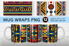 Aztec Multicolor African America Mug Wrap Sublimation Design Product Image 1