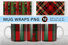 Red Green Knitted Plaids Fabric Mug Wrap Sublimation Designs Product Image 1