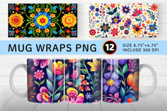 Mexican Floral Fiesta Mug Wrap Sublimation Designs Product Image 1