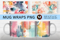 Abstract Watercolor Boho Mug Wrap Sublimation Designs Product Image 1