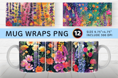 Rainbow Wildflower Medley Mug Wrap Sublimation Designs Product Image 1