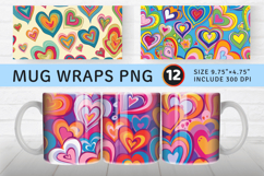 Cute Groovy Romantic Hippie Hearts Mug Wrap Sublimation Desi Product Image 1