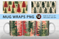 Red &amp; Green Pine Trees Mug Wrap Sublimation Designs Product Image 1
