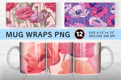 Pink Poppy Garden Mug Wrap Sublimation Designs Product Image 1