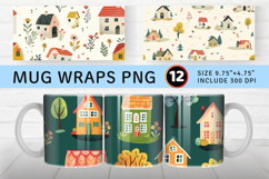 Cottage core Garden Houses Fabric Mug Wrap Sublimation Desig Product Image 1