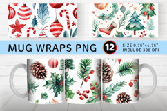 Watercolor Christmas elements Mug Wrap Sublimation Designs Product Image 1