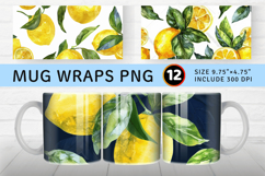 Watercolor Lemon Mug Wrap Sublimation Designs Product Image 1