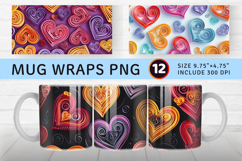 Paper Quilling Hearts Mug Wrap Sublimation Designs Product Image 1