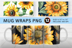 Watercolor Sunflower Mug Wrap Sublimation Designs Product Image 1