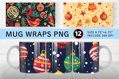 Festive Joyful Merry Christmas Mug Wrap Sublimation Designs Product Image 1