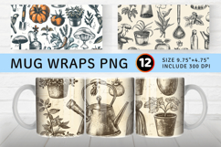 Vintage Gardening Sketchnote Mug Wrap Sublimation Designs Product Image 1