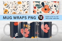 Minimal Boho Flowers Mug Wrap Sublimation Designs Product Image 1