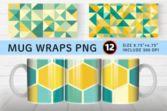 Yellow Teal Geometric Mug Wrap Sublimation Designs Product Image 1