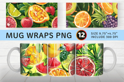 Summer Tropical Fruit Mug Wrap Sublimation Designs Product Image 1