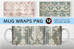 Muted Damask Mug Wrap Sublimation Designs Product Image 1