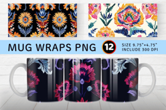 Ikat Embroidery Floral Mug Wrap Sublimation Designs Product Image 1