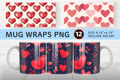 Hearts Valentines Day Plaid Mug Wrap Sublimation Designs Product Image 1