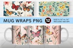 Floral Butterfly Garden Mug Wrap Sublimation Designs Product Image 1