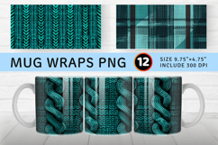 Teal Knitted Plaid Mug Wrap Sublimation Designs Product Image 1