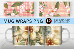 Plumeria Floral Plaid Mug Wrap Sublimation Designs Product Image 1