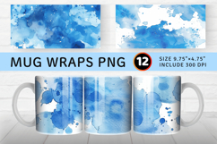 Watercolor Blue Skies Paint Spots Mug Wrap Sublimation Desig Product Image 1