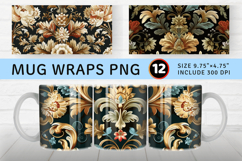 Baroque Floral Tapestry Mug Wrap Sublimation Designs Product Image 1