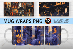 Ghost Village Halloween Mug Wrap Sublimation Designs Product Image 1