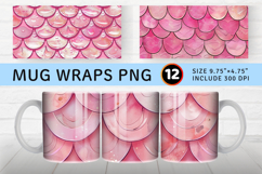 Pink Mermaid Scales Mug Wrap Sublimation Designs Product Image 1