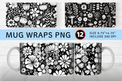 Black White Mini Garden Mug wrap Sublimation Designs Product Image 1