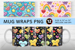 Cute Kawaii Hearts Stars Rainbow Mug Wrap Sublimation Design Product Image 1