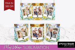 Stained Glass Photo Mug Wrap PNG - Flowers Picture Frame Mug Product Image 1