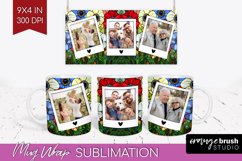 Stained Glass Photo Mug Wrap PNG - Flowers Picture Frame Mug Product Image 1