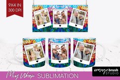 Stained Glass Photo Mug Wrap PNG - Flowers Picture Frame Mug Product Image 1