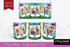 Stained Glass Photo Mug Wrap PNG - Flowers Picture Frame Mug Product Image 1