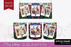 Stained Glass Photo Mug Wrap PNG - Flowers Picture Frame Mug Product Image 1